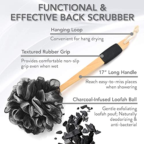 Loofah Back Scrubber | Bamboo Charcoal Infused Shower Scrubber | Bath-Sponge ...
