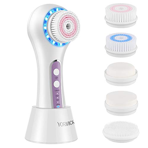 YORMICK Electric Facial Cleansing Brush,Rechargeable IPX7 Waterproof with 3 M...