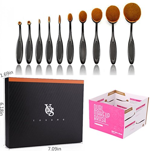 Yoseng Makeup Brush Set of 10 New Fashionable Cream Super Soft Professional O...