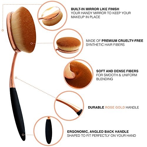 Yoseng Oval Foundation Brush Large Toothbrush makeup brushes Fast Flawless Ap...