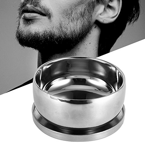Beard Brush Shaving Brush Bowl, Men Wet Shaving Soap Mug Bowl Silver Metal Fa...