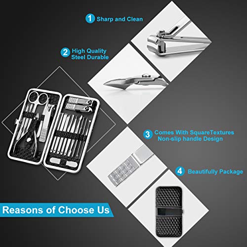 Manicure Set Nail Clippers Pedicure Kit -18 Pieces Stainless Steel Manicure K...