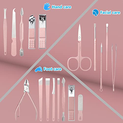 Yougai Manicure Set 18 pcs Professional Nail Clippers Pedicure Kit, Stainless...