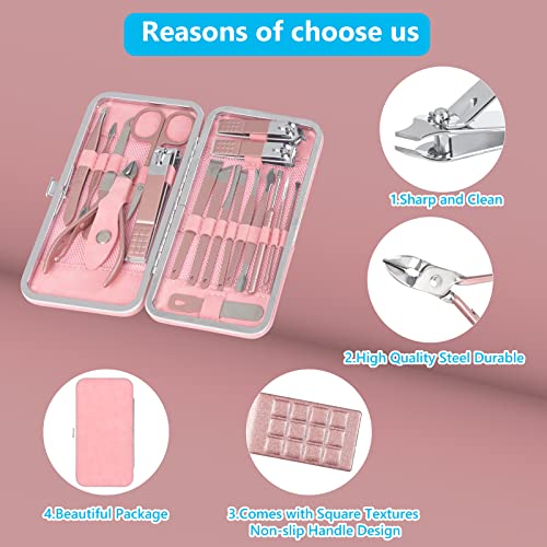 Yougai Manicure Set 18 pcs Professional Nail Clippers Pedicure Kit, Stainless...