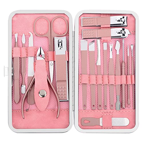 Yougai Manicure Set 18 pcs Professional Nail Clippers Pedicure Kit, Stainless...