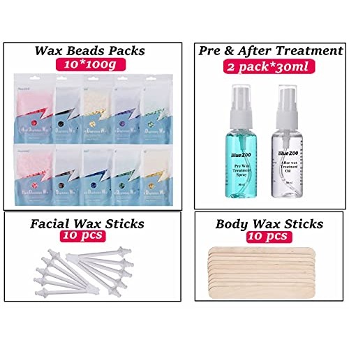 YOUNG VISION Hard Wax Beads Bulk Packs for Hair Removal (2.2 lb), 10 Colors W...