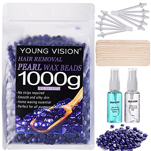 YOUNG VISION Pearl Hard Wax Beads for Hair Removal, Wax Beans 1000g/2.2lb/35o...