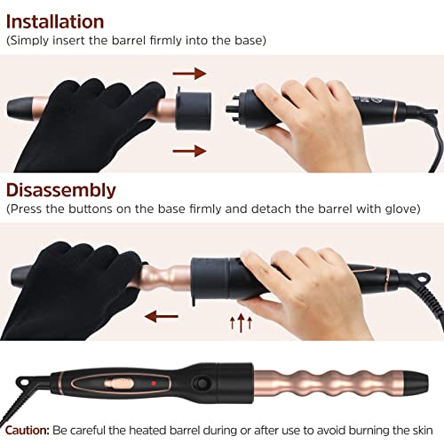 Curling Iron, 6 in 1 Curling Wand Set with Hair Straightener Brush, Professio...