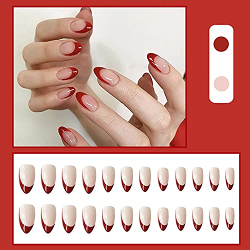 YoYoee French Press On Nails - Almond Short Fake Nails Full Coorer Acrylic Fa...