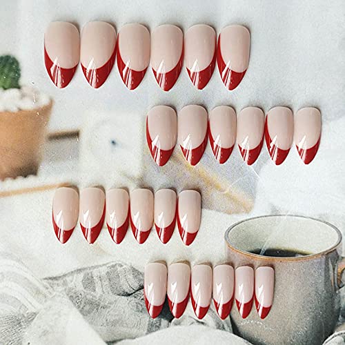 YoYoee French Press On Nails - Almond Short Fake Nails Full Coorer Acrylic Fa...