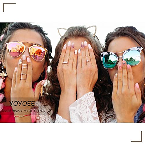 YoYoee French Press On Nails - Almond Short Fake Nails Full Coorer Acrylic Fa...