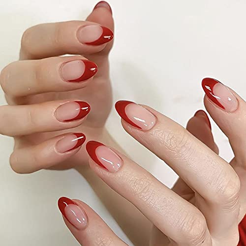 YoYoee French Press On Nails - Almond Short Fake Nails Full Coorer Acrylic Fa...