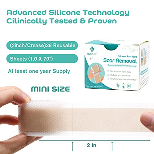Medical Grade Soft Silicone Tape for Scar Removal (1'' X 70'') Scar Treatment...