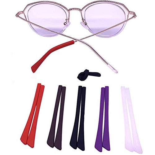 Eyeglass End Tips, 10 Pairs Silicone Anti-Slip Ear Sock Pieces Tube Sleeve Ey...