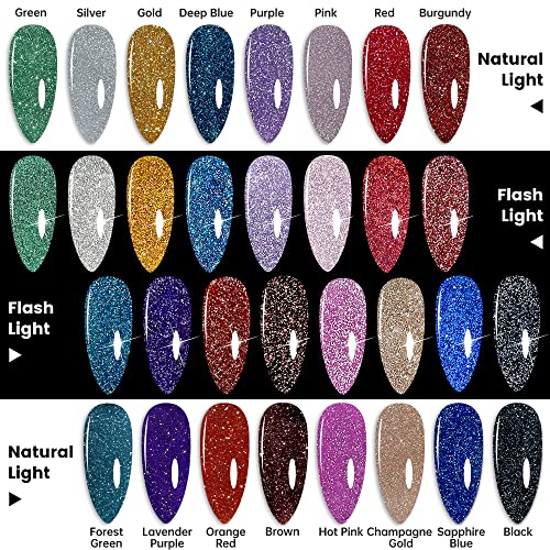 YTD Likomey Reflective Glitter Gel Nail Polish,15ml Deep Blue Flash Diamond D...