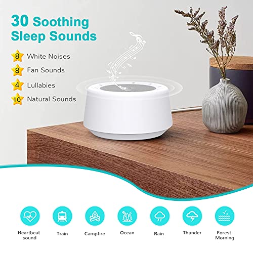 YTE White Noise Machine, Sleep Sound Machine with 30 Soothing Sounds, 7 Color...