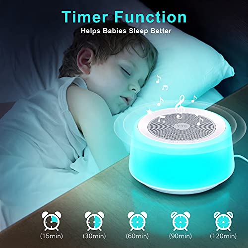 YTE White Noise Machine, Sleep Sound Machine with 30 Soothing Sounds, 7 Color...