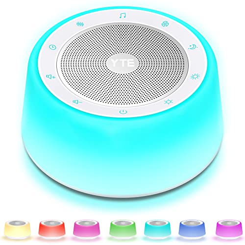 YTE White Noise Machine, Sleep Sound Machine with 30 Soothing Sounds, 7 Color...
