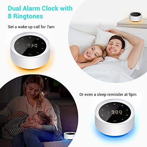 YTE White Noise Machine with Alarm Clock, 20 Hi-Fi Soothing Sounds, 7 Color B...