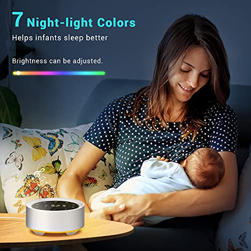 YTE White Noise Machine with Alarm Clock, 20 Hi-Fi Soothing Sounds, 7 Color B...