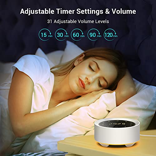 YTE White Noise Machine with Alarm Clock, 20 Hi-Fi Soothing Sounds, 7 Color B...