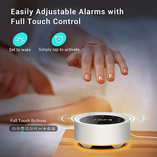 YTE White Noise Machine with Alarm Clock, 20 Hi-Fi Soothing Sounds, 7 Color B...