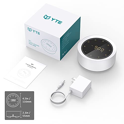 YTE White Noise Machine with Alarm Clock, 20 Hi-Fi Soothing Sounds, 7 Color B...