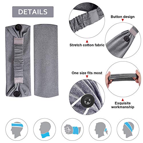6pcs Button Headbands Set- Non Slip Elastic Headbands with Button Hair Access...