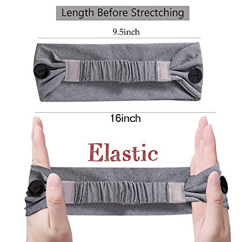 6pcs Button Headbands Set- Non Slip Elastic Headbands with Button Hair Access...