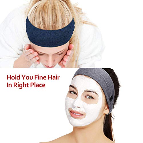 6pcs Button Headbands Set- Non Slip Elastic Headbands with Button Hair Access...