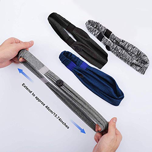 6pcs Button Headbands Set- Non Slip Elastic Headbands with Button Hair Access...