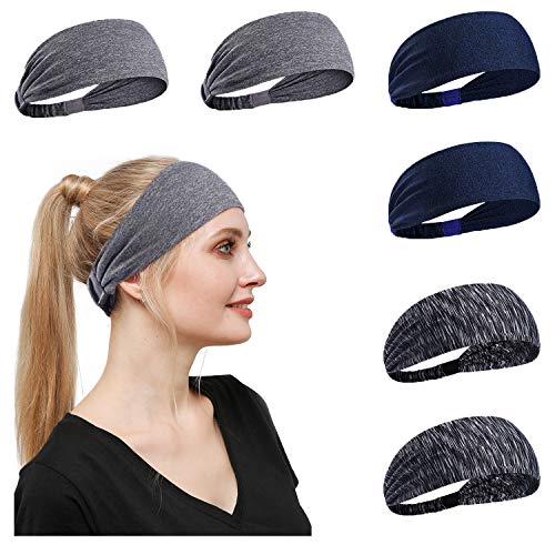 6pcs Button Headbands Set- Non Slip Elastic Headbands with Button Hair Access...
