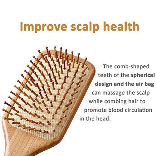 Paddle brush, hair brush, Made of pure natural bamboo, no paint coating, mass...
