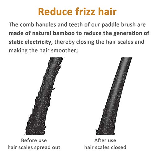 Paddle brush, hair brush, Made of pure natural bamboo, no paint coating, mass...