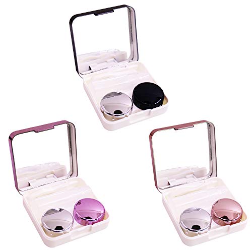 3 Pack Contact Lens Case,YuCool Mini Stylish Simple Portable Cases Kit Set Ha...
