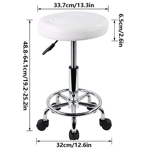 Yuehang PU Leather Modern Round Rolling Stool with Footrest Height Adjustable...