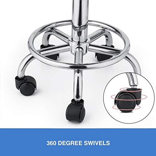 Yuehang PU Leather Modern Round Rolling Stool with Footrest Height Adjustable...