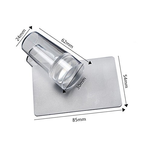 yueton Clear Jelly Soft Silicone Nail Art Stamping Stamper with Cap Scraper I...