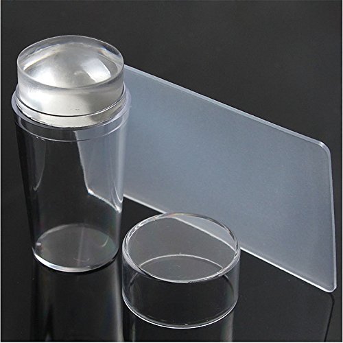 yueton Clear Jelly Soft Silicone Nail Art Stamping Stamper with Cap Scraper I...