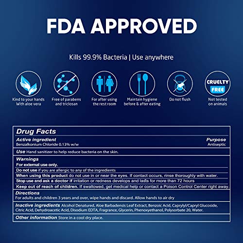 Hand Sanitizers Wipes kills 99.9% of germs with Aloe Vera extract Travel Pack...