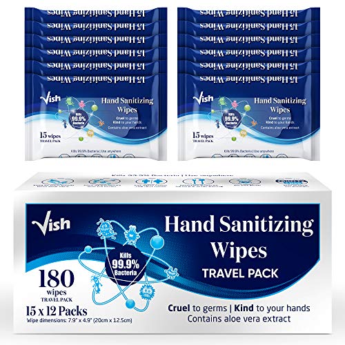 Hand Sanitizers Wipes kills 99.9% of germs with Aloe Vera extract Travel Pack...