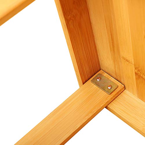 YUHUAWYH Bamboo Bench 2 Tiers Shoe Bench for Entryway Storage Bench Natural C...