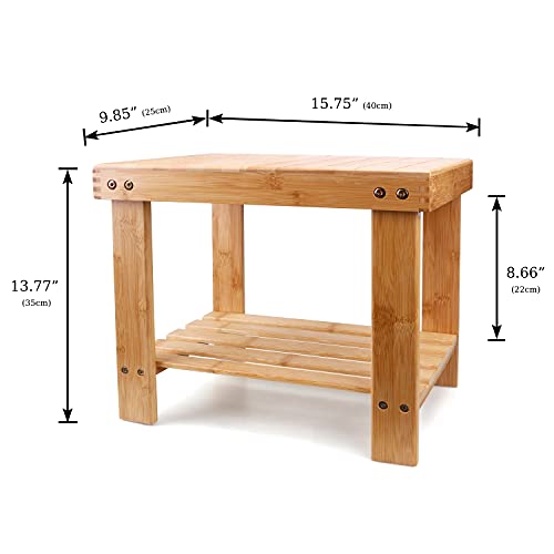 YUHUAWYH Bamboo Shower Bench Little Shower Seat Corner Shower Stool for Shavi...