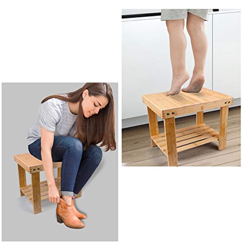 YUHUAWYH Bamboo Shower Bench Little Shower Seat Corner Shower Stool for Shavi...