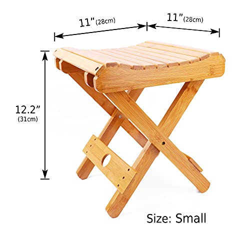 YUHUAWYH Bamboo Small Shower Seat Foldable Little Shower Stool for Shaving Le...