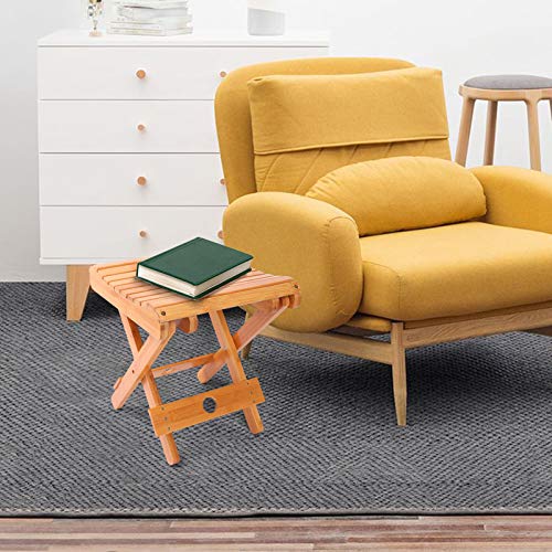YUHUAWYH Bamboo Small Shower Seat Foldable Little Shower Stool for Shaving Le...