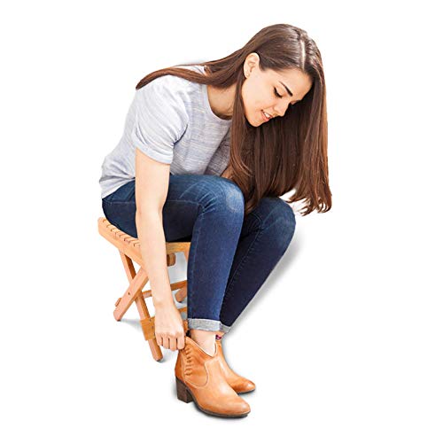 YUHUAWYH Bamboo Small Shower Seat Foldable Little Shower Stool for Shaving Le...