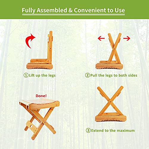 YUHUAWYH Bamboo Small Shower Seat Foldable Little Shower Stool for Shaving Le...