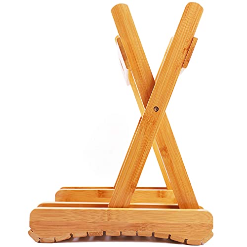 YUHUAWYH Bamboo Small Shower Seat Foldable Little Shower Stool for Shaving Le...