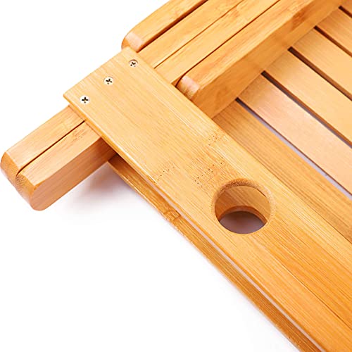 YUHUAWYH Bamboo Small Shower Seat Foldable Little Shower Stool for Shaving Le...